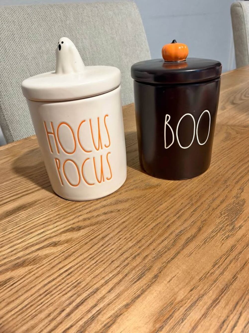 🎃 NWOT Rae Dunn Halloween Ceramic Canisters BOO and HOCUS POCUS